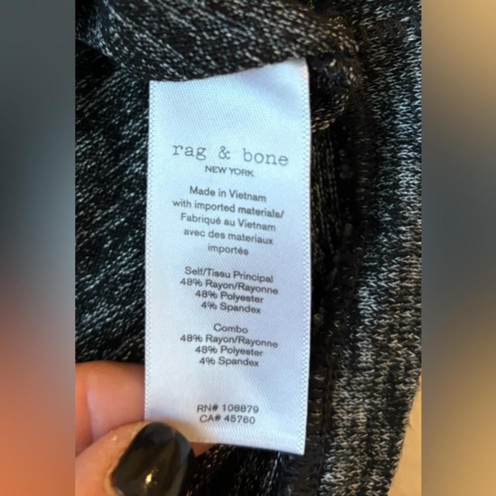 Rag & Bone The Slub Vee Tshirt Charcoal Gray Size… - image 3